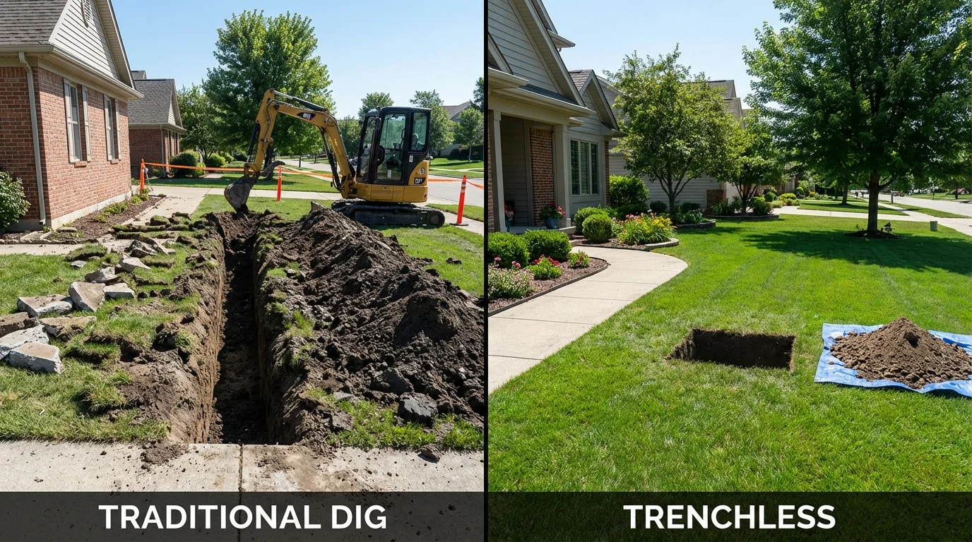 Trenchless sewer repair with minimal yard damage versus traditional excavation in Hatillo, PR